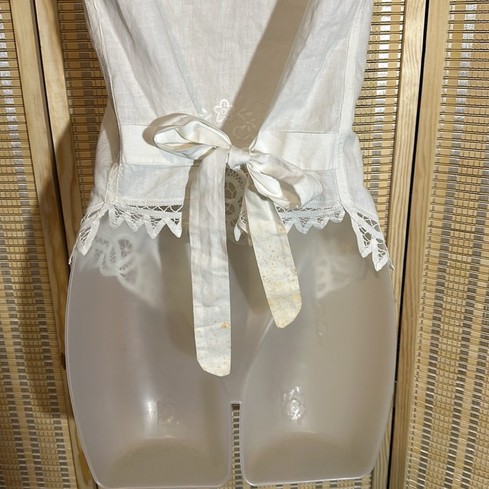 Wimpole Street Vintage 1990s Y2K Crisp White Linen Cotton Lace Vest Large? - Picture 12 of 15